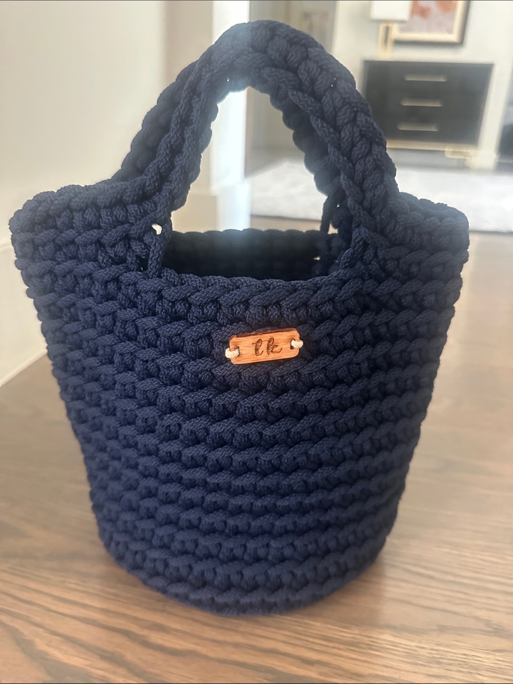 Handcrafted Navy Crochet Tote Bag